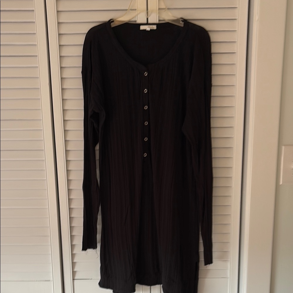 Skin Black Ribbed Long Sleeve Tunic